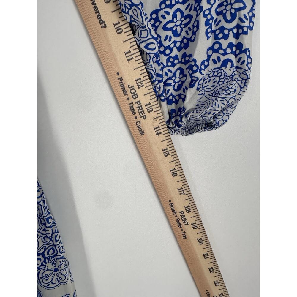 Blue White Paisley Boho Coastal Maxi Dress Zara Medium Coquette Euro Summer EUC - Picture 5 of 8